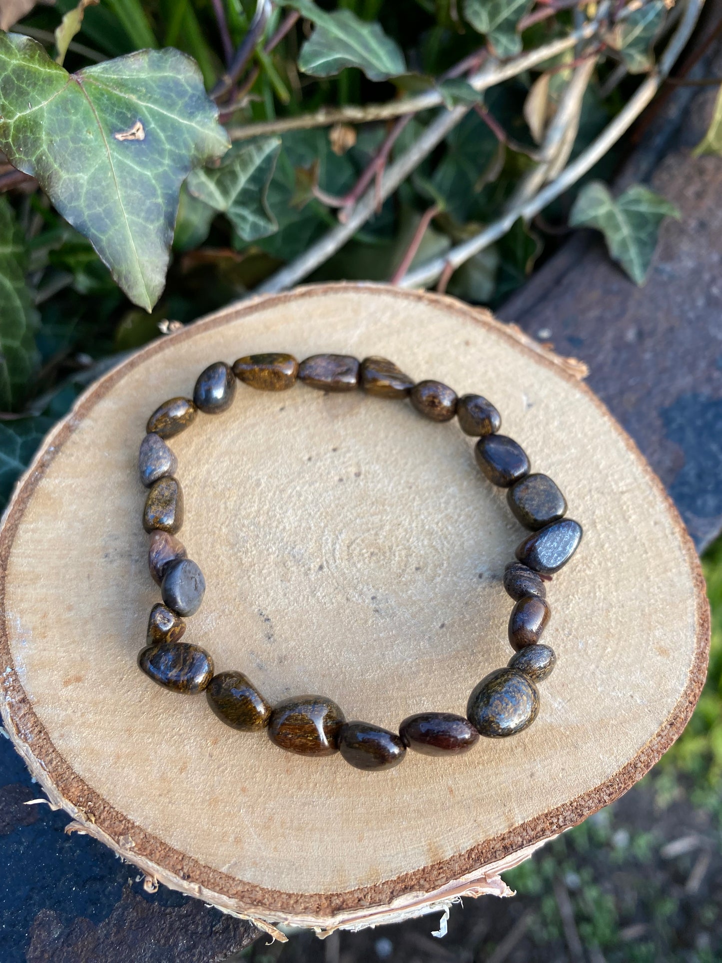 Bracelet Bronzite pierres roulées