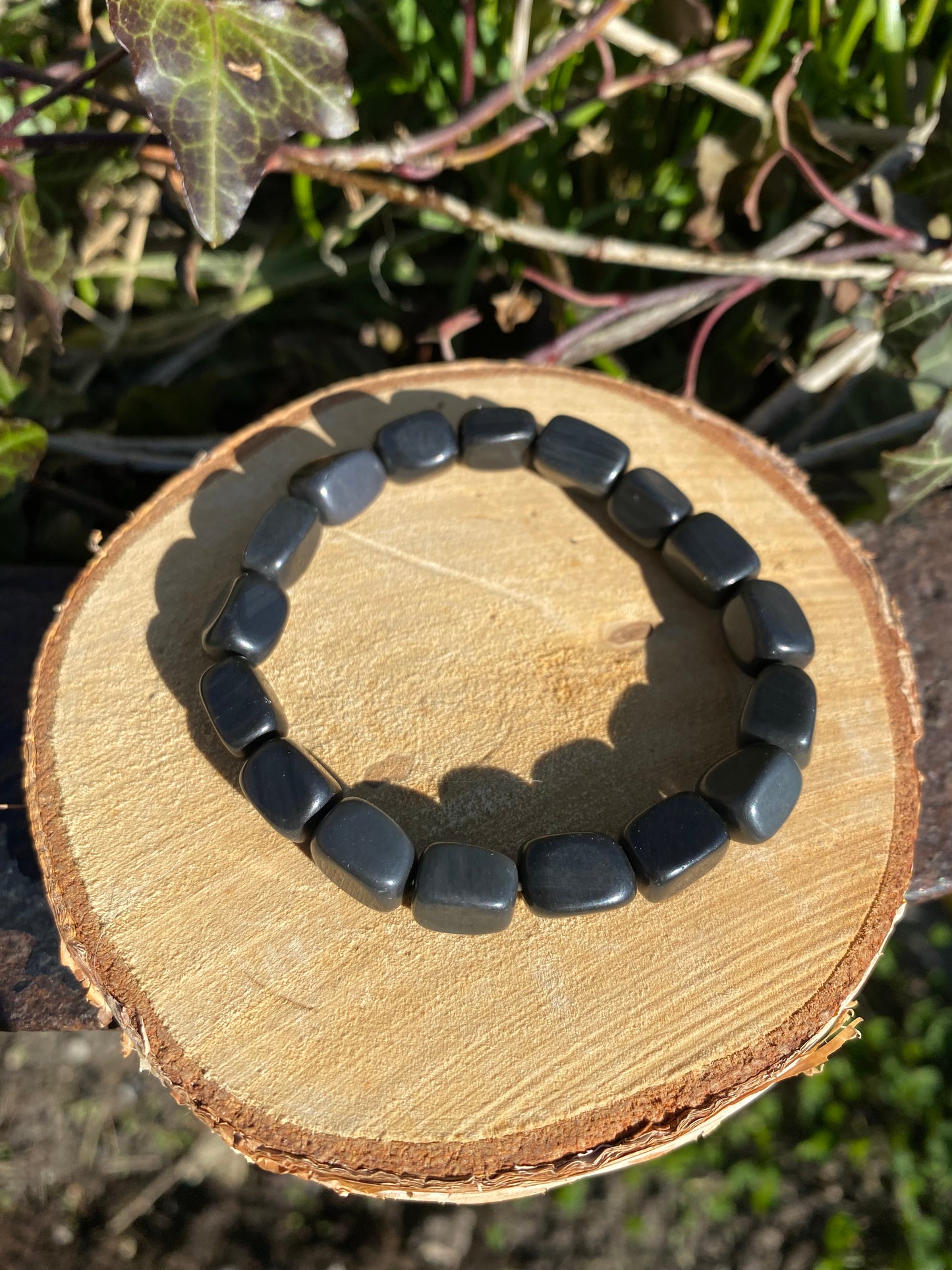Bracelet Obsidienne Noire perles cubiques