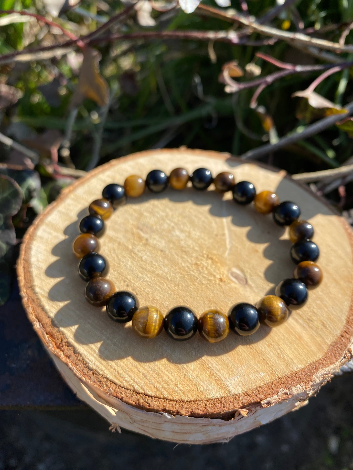 Bracelet de Protection Œil de Tigre/Obsidienne Noire