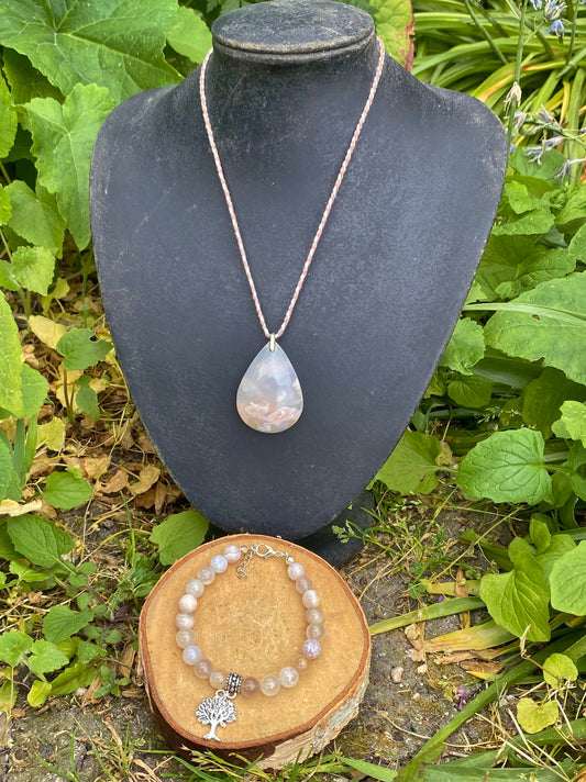 Parure Agate Fleur de Cerisier