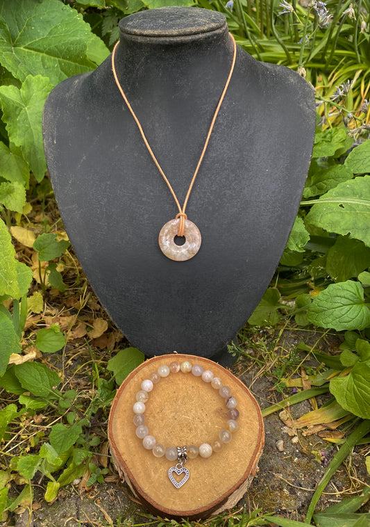 Parure Agate Fleur de Cerisier
