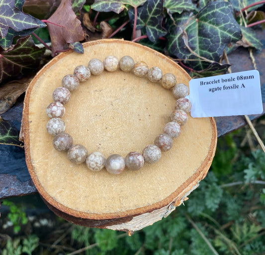 Bracelet Agate Fossile